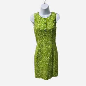 Talbots women's XS green sleeveless sheath knee length dress lined Modified Back